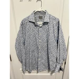 Thomas Dean blue and white patterned shirt XL